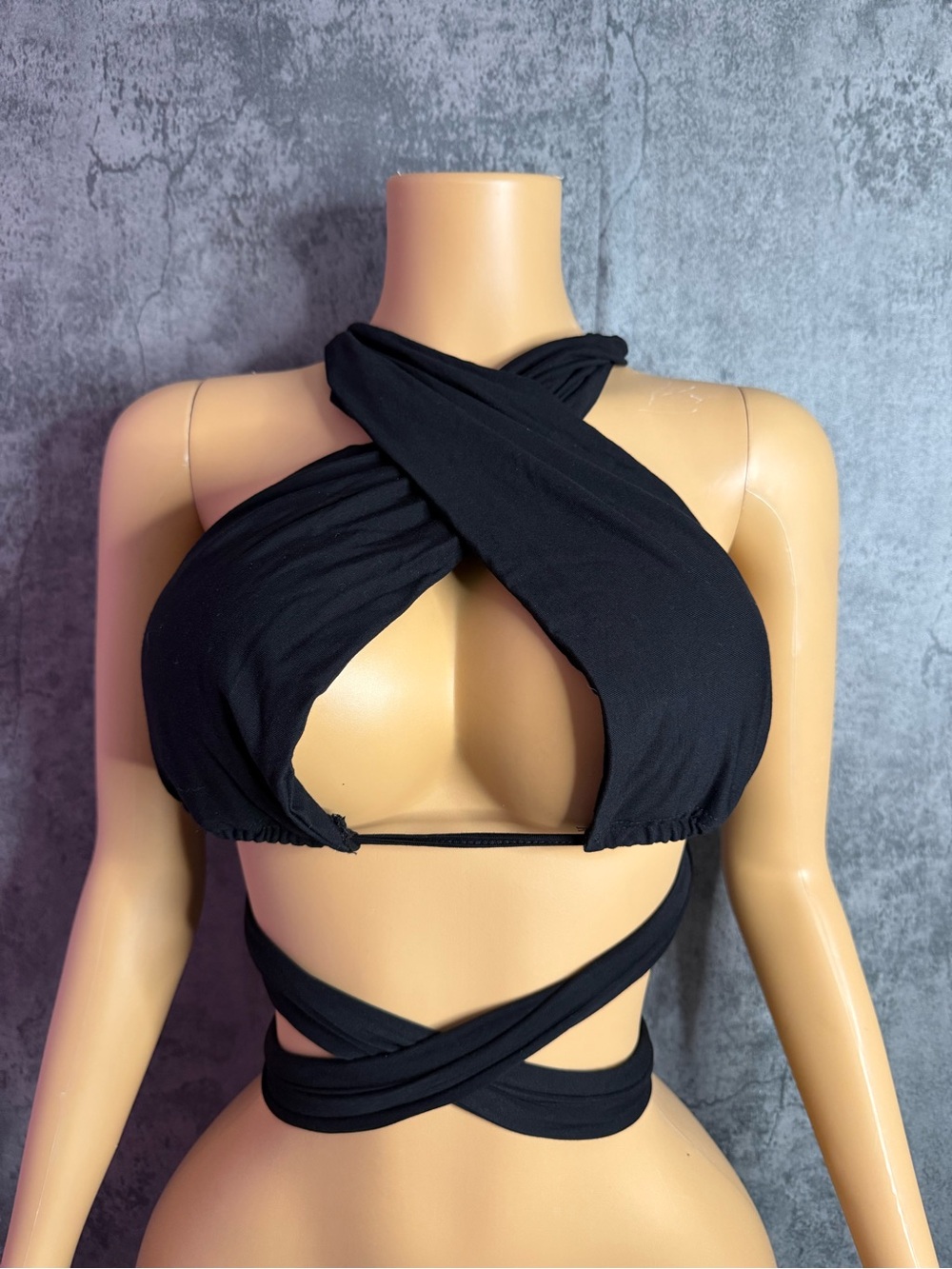 Women’s Black Crisscross Wrap Halter Camisole